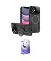 ieg™ iPhone 11 Kılıf Kıvılcım Modern Serisi - Siyah Bilvis 5in1 5D Magic Hayalet Cam Ekran Koruyucu