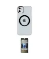 ieg™ iPhone 11 Kılıf Pusula Form - Siyah 34D Hayalet Izgaralı Cam