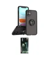 ieg™ iPhone 11 Kılıf Yörünge Çizgi - Siyah 360 Mat Full Body Arka Koruyucu