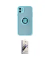 ieg™ iPhone 11 Kılıf Yörünge Çizgi - Siyah Bilvis 3D Mat Cam Ekran Koruyucu