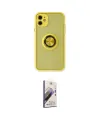 ieg™ iPhone 11 Kılıf Yörünge Çizgi - Siyah Bilvis 3D Mat Cam Ekran Koruyucu