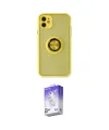 ieg™ iPhone 11 Kılıf Yörünge Çizgi - Siyah Bilvis 5in1 3D Magic Cam Ekran Koruyucu