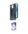 ieg™ iPhone 11 Kılıf Yörünge Işık Serisi - Siyah Bilvis 5in1 3D Magic Cam Ekran Koruyucu