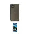 ieg™ iPhone 11 Pro Max Kılıf Ahenk Çizgi Serisi - Siyah 34D Izgaralı Cam