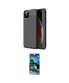 ieg™ iPhone 11 Pro Max Kılıf Doruk Klasik Özel Seri - Siyah 34D Izgaralı Cam