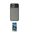 ieg™ iPhone 11 Pro Max Kılıf Vadi Çizgi - Siyah 34D Izgaralı Cam