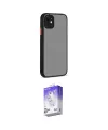 ieg™ iPhone 12 Kılıf Ahenk Çizgi Serisi - Siyah Bilvis 5in1 3D Magic Cam Ekran Koruyucu