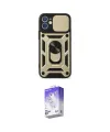 ieg™ iPhone 12 Kılıf Ahenk Klasik - Siyah Bilvis 5in1 3D Magic Cam Ekran Koruyucu