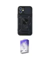 ieg™ iPhone 12 Kılıf Ahenk Klasik - Siyah Bilvis 5in1 3D Magic Cam Ekran Koruyucu