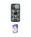 ieg™ iPhone 12 Kılıf Ahenk Klasik - Siyah Bilvis 5in1 3D Magic Cam Ekran Koruyucu