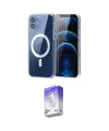 ieg™ iPhone 12 Kılıf Ahenk Minimal Serisi - Siyah Bilvis 5in1 3D Magic Cam Ekran Koruyucu
