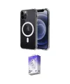 ieg™ iPhone 12 Kılıf Ahenk Yansıma Prime - Siyah Bilvis 5in1 3D Magic Cam Ekran Koruyucu