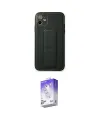ieg™ iPhone 12 Kılıf Akış Doku - Siyah Bilvis 5in1 3D Magic Cam Ekran Koruyucu