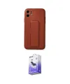 ieg™ iPhone 12 Kılıf Akış Doku - Siyah Bilvis 5in1 5D Magic Hayalet Cam Ekran Koruyucu