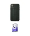 ieg™ iPhone 12 Kılıf Akış Doku - Siyah Bilvis 5in1 5D Magic Hayalet Cam Ekran Koruyucu