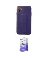 ieg™ iPhone 12 Kılıf Akış Doku - Siyah Bilvis 5in1 5D Magic Hayalet Cam Ekran Koruyucu