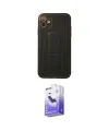 ieg™ iPhone 12 Kılıf Akış Doku - Siyah Bilvis 5in1 5D Magic Hayalet Cam Ekran Koruyucu