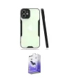 ieg™ iPhone 12 Kılıf Atlas Asil Serisi - Siyah Bilvis 5in1 5D Magic Hayalet Cam Ekran Koruyucu