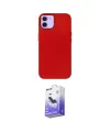 ieg™ iPhone 12 Kılıf Çekirdek Çizgi - Siyah Bilvis 5in1 5D Magic Hayalet Cam Ekran Koruyucu