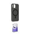 ieg™ iPhone 12 Kılıf Çekirdek Modern Prime - Siyah Bilvis 5in1 5D Magic Hayalet Cam Ekran Koruyucu