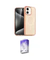 ieg™ iPhone 12 Kılıf Eksen Doku Koleksiyonu - Siyah Bilvis 5in1 3D Magic Cam Ekran Koruyucu