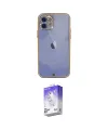 ieg™ iPhone 12 Kılıf Eksen Minimal Koleksiyonu - Siyah Bilvis 5in1 3D Magic Cam Ekran Koruyucu