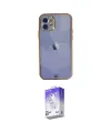 ieg™ iPhone 12 Kılıf Eksen Minimal Koleksiyonu - Siyah Bilvis 5in1 3D Magic Cam Ekran Koruyucu