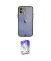 ieg™ iPhone 12 Kılıf Eksen Minimal Koleksiyonu - Siyah Bilvis 5in1 3D Magic Cam Ekran Koruyucu