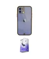 ieg™ iPhone 12 Kılıf Eksen Minimal Koleksiyonu - Siyah Bilvis 5in1 5D Magic Hayalet Cam Ekran Koruyucu