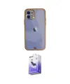 ieg™ iPhone 12 Kılıf Eksen Minimal Koleksiyonu - Siyah Bilvis 5in1 5D Magic Hayalet Cam Ekran Koruyucu
