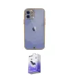 ieg™ iPhone 12 Kılıf Eksen Minimal Koleksiyonu - Siyah Bilvis 5in1 5D Magic Hayalet Cam Ekran Koruyucu