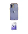 ieg™ iPhone 12 Kılıf Eksen Minimal Koleksiyonu - Siyah Bilvis 5in1 5D Magic Hayalet Cam Ekran Koruyucu