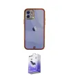 ieg™ iPhone 12 Kılıf Eksen Minimal Koleksiyonu - Siyah Bilvis 5in1 5D Magic Hayalet Cam Ekran Koruyucu