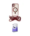 ieg™ iPhone 12 Kılıf Eksen Özel Seri - Siyah Bilvis 5in1 5D Magic Hayalet Cam Ekran Koruyucu