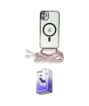ieg™ iPhone 12 Kılıf Eksen Özel Seri - Siyah Bilvis 5in1 5D Magic Hayalet Cam Ekran Koruyucu