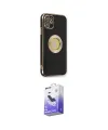 ieg™ iPhone 12 Kılıf İz Form Serisi - Siyah Bilvis 5in1 5D Magic Hayalet Cam Ekran Koruyucu