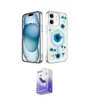 ieg™ iPhone 12 Kılıf Kozmos Doku - Siyah Bilvis 5in1 5D Magic Hayalet Cam Ekran Koruyucu