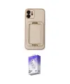 ieg™ iPhone 12 Kılıf Kozmos Minimal Prime - Siyah Bilvis 5in1 3D Magic Cam Ekran Koruyucu