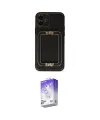 ieg™ iPhone 12 Kılıf Kozmos Minimal Prime - Siyah Bilvis 5in1 3D Magic Cam Ekran Koruyucu