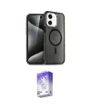 ieg™ iPhone 12 Kılıf Nova Asil Prime - Siyah Bilvis 5in1 3D Magic Cam Ekran Koruyucu