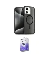ieg™ iPhone 12 Kılıf Nova Asil Prime - Siyah Bilvis 5in1 5D Magic Hayalet Cam Ekran Koruyucu