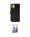 ieg™ iPhone 12 Kılıf Siluet Işık Serisi - Siyah Bilvis 5in1 5D Magic Hayalet Cam Ekran Koruyucu