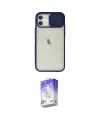 ieg™ iPhone 12 Kılıf Vadi Çizgi - Siyah Bilvis 5in1 3D Magic Cam Ekran Koruyucu