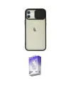 ieg™ iPhone 12 Kılıf Vadi Çizgi - Siyah Bilvis 5in1 3D Magic Cam Ekran Koruyucu