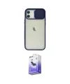 ieg™ iPhone 12 Kılıf Vadi Çizgi - Siyah Bilvis 5in1 5D Magic Hayalet Cam Ekran Koruyucu