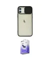 ieg™ iPhone 12 Kılıf Vadi Çizgi - Siyah Bilvis 5in1 5D Magic Hayalet Cam Ekran Koruyucu