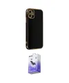 ieg™ iPhone 12 Kılıf Yankı Serisi - Siyah Bilvis 5in1 5D Magic Hayalet Cam Ekran Koruyucu