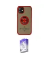 ieg™ iPhone 12 Kılıf Yörünge Çizgi - Siyah Bilvis 5in1 3D Magic Cam Ekran Koruyucu