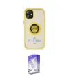 ieg™ iPhone 12 Kılıf Yörünge Çizgi - Siyah Bilvis 5in1 3D Magic Cam Ekran Koruyucu