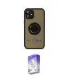 ieg™ iPhone 12 Kılıf Yörünge Çizgi - Siyah Bilvis 5in1 3D Magic Cam Ekran Koruyucu